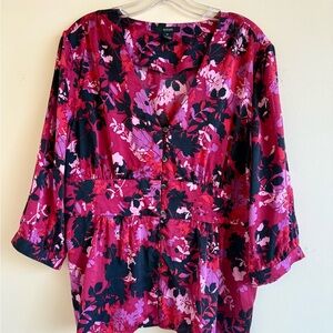 100% Silk floral blouse